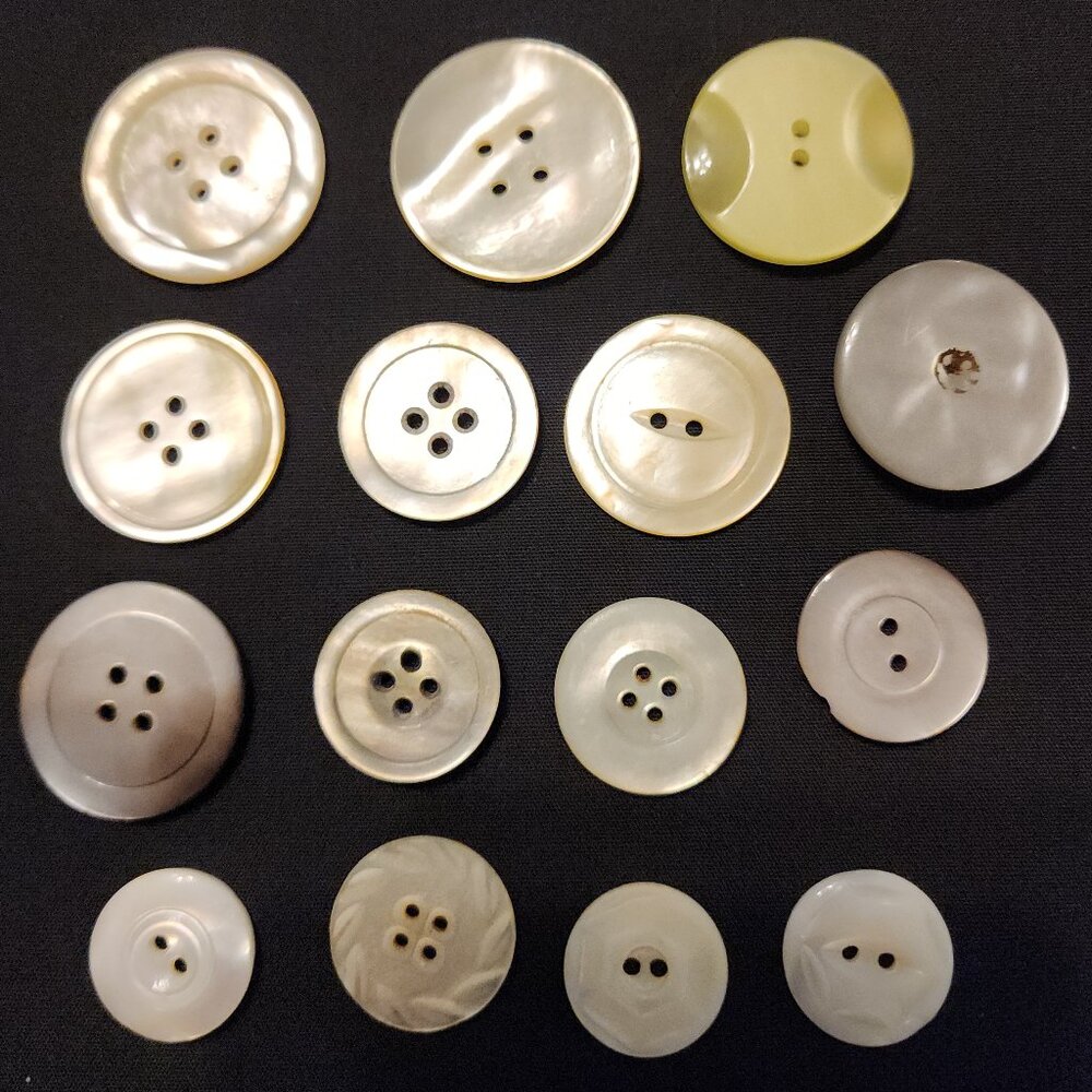 Antique/Vintage Lot of 15  Buttons Mother of Pearl ?